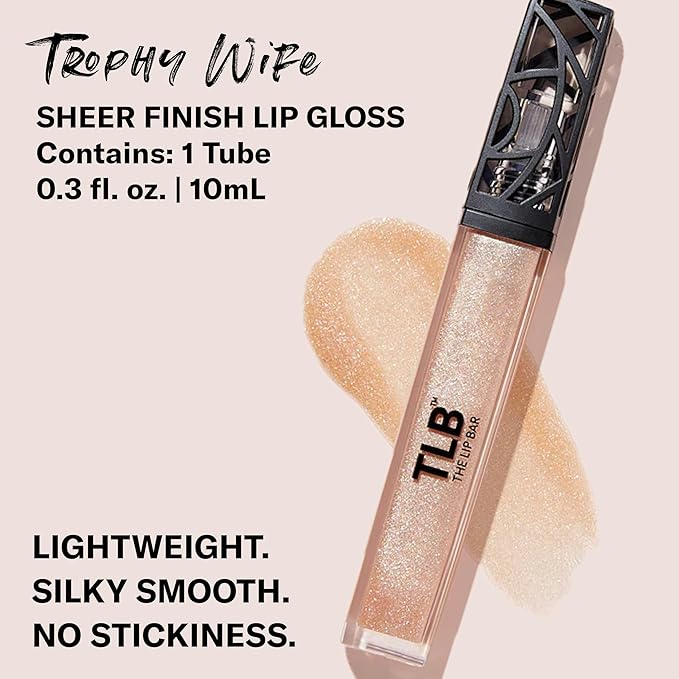 The Lip Bar - Lip Gloss, Trophy Wife (Champagne Shimmer) - Gloss Up Sheer Finish - Smooth, Not Sticky Formula - Coconut Oil, Olive Oil, Argan Oil & Vitamin E - Vegan & Cruelty Free - .30 fl oz