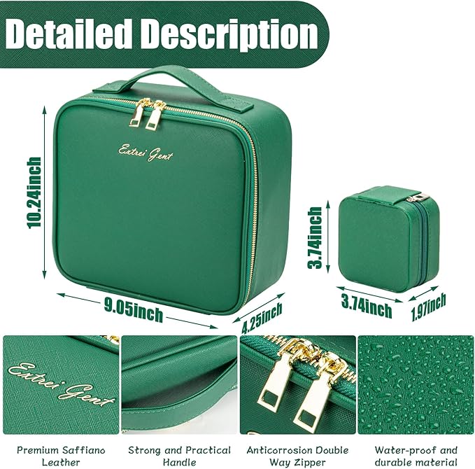 Makeup Travel Train Case with Mirror LED Light 3 Adjustable Brightness Large Cosmetic Bag Portable Storage Adjustable Partition Waterproof Makeup Brushes Make up Jewelry Gift for Women