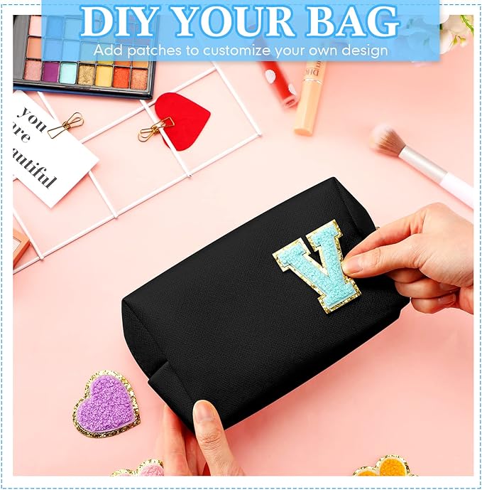 Kigeli 15 Pcs Aesthetic Makeup Bags PU Leather Cosmetic Pouches Waterproof Plain Toiletry Bags Makeup Pouches Bulk for Women Party Gift Travel Storage Organizer (Black)