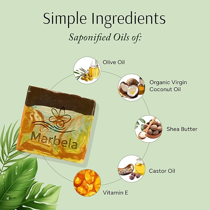 Marbela Cosmetics Cabin Spice Handmade Soap Bar - Made in USA, Vegan Friendly, Palm Oil Free, Natural Bar Soap - Gentle Face & Body Soap for Daily Skin Care, Moisturizing & Nourishing - 3.5 oz