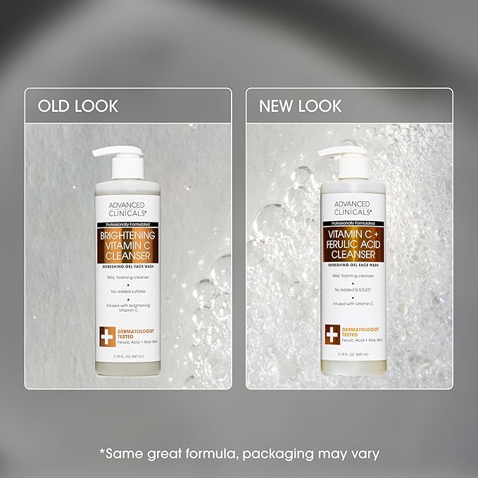 Advanced Clinicals Gentle Vitamin C Face Wash For Women & Men | Citrus Scented Gel Facial Cleanser Soap | Aloe Vera + Ferulic Acid Hydrating Foaming Wash For Cleansing Dirt & Oil, 11.75 Fl Oz, 2PC