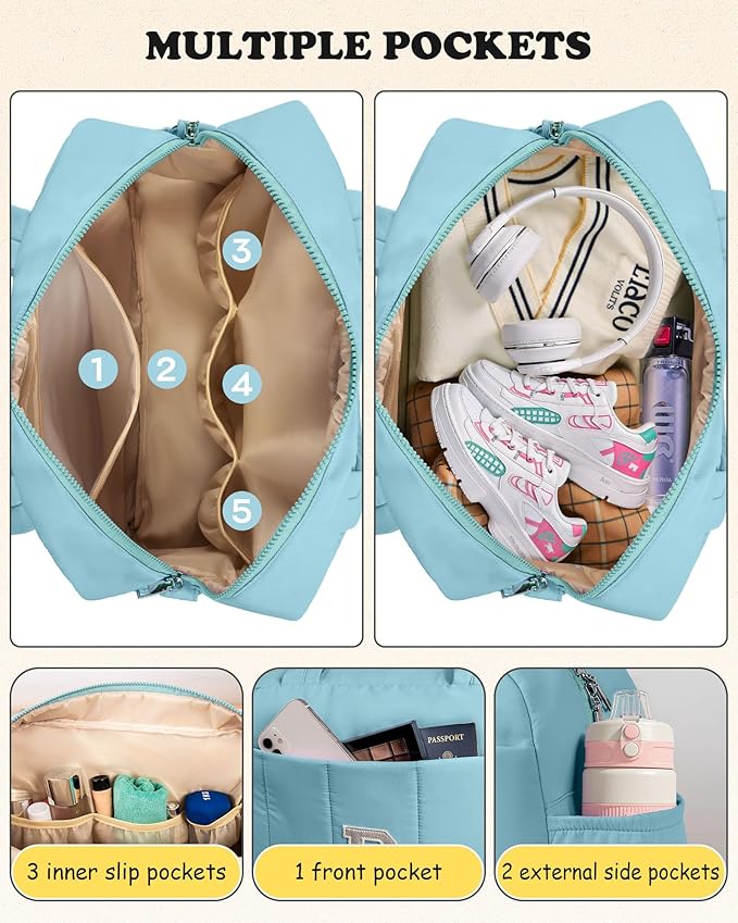 10 Year Old Girl Gifts-Duffle Bag, Weekender Bags for Girl，Gift for Everyone-Initial Overnight Bag with Wet Pocket，Lightweight Dance Bags Personalized Gymnastics bag with Makeup Pouch