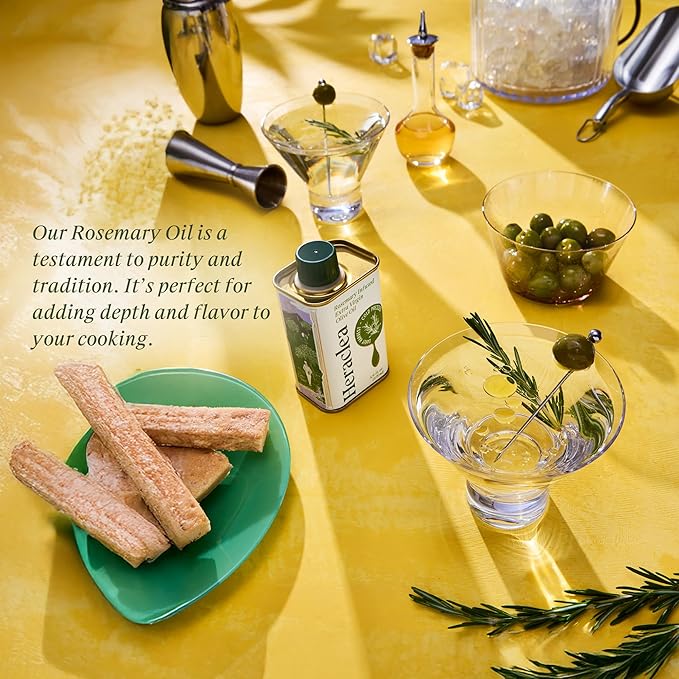 Heraclea - Rosemary Infused - Extra Virgin Olive Oil - Organic Olive Oil - Extra Virgin - Cold Pressed - Polyphenol Rich EVOO - 5.9oz Bottle