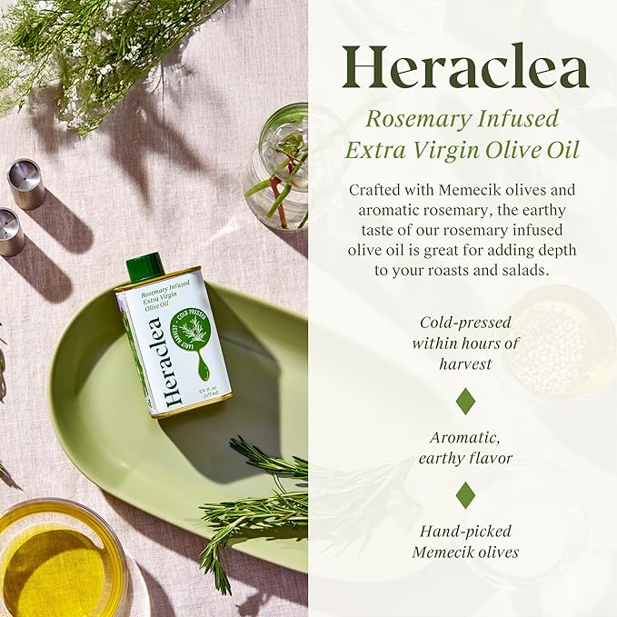 Heraclea - Aegean Flavors Gift Box - Infused Olive Oils Gift Set - Four 5.9oz Bottles - Extra Virgin Olive Oil - Organic Olive Oil - Extra Virgin - Cold Pressed - Polyphenol Rich EVOO