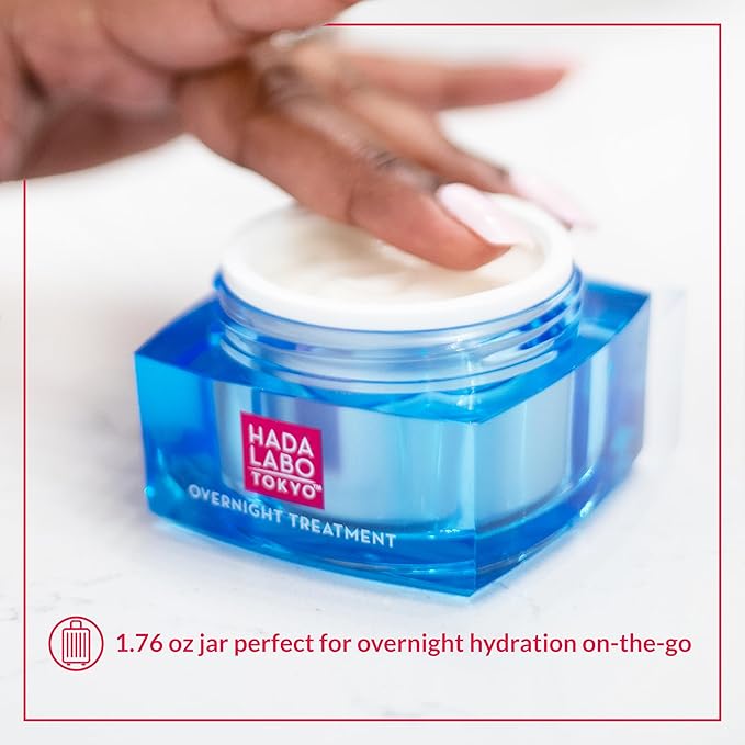 Hada Labo Tokyo Anti-Aging Overnight Treatment, Hyaluronic Acid Night Cream for Intense Hydration, Skin Renewal With Collagen, Japanese Honeysuckle, Soy Peptides, Moisturizing Face Cream, 1.76 oz