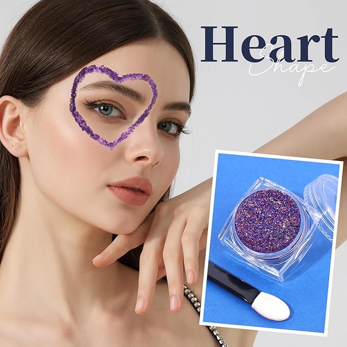 Teenitor Body Glitter Gel, 6 Shape Red White and Blue Face Glitter, 4th of July Accessories Hair Glitter for Kids, 4th of July Outfits USA Accessories for Women, Blue Face Glitter for Independence Day