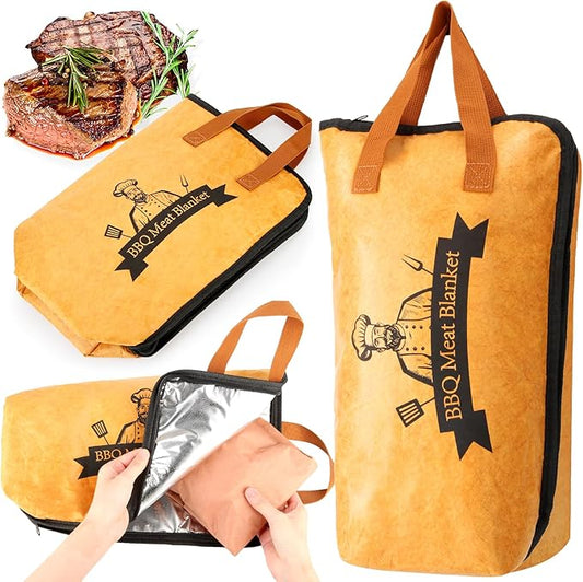 BBQ Blanket for Resting Meat, Reusable Smoker Grilling Meat Insulated Resting Bag with Wide Mouth for Large Brisket/Beef/Pork Shoulders/Turkeys (BBQ Blanket 15in)
