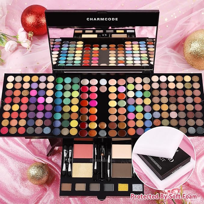 190 Colors Cosmetic Make up Palette Set Kit Combination with Eyeshadow Facial Blusher Eyebrow Powder Face Concealer Powder Eyeliner Pencil A Mirror All-in-One Makeup Gift Sets For Women
