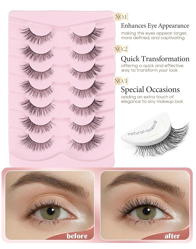Onlyall Wispy Lashes Natural Flared False Eyelashes Fake Lashes T27