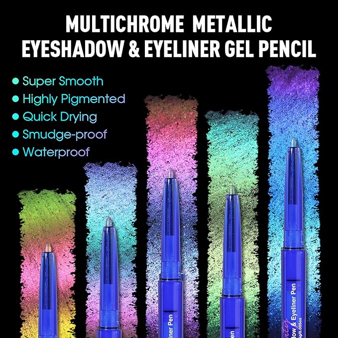 UCANBE Chameleon Eyeshadow & Eyeliner Gel Pencil-Multichrome Shifting Colors Metallic Glitter Eye Makeup,Waterproof Long-Lasting Smudge-Proof Multi-Dimensional Color (Teal Green to Rose Magenta)