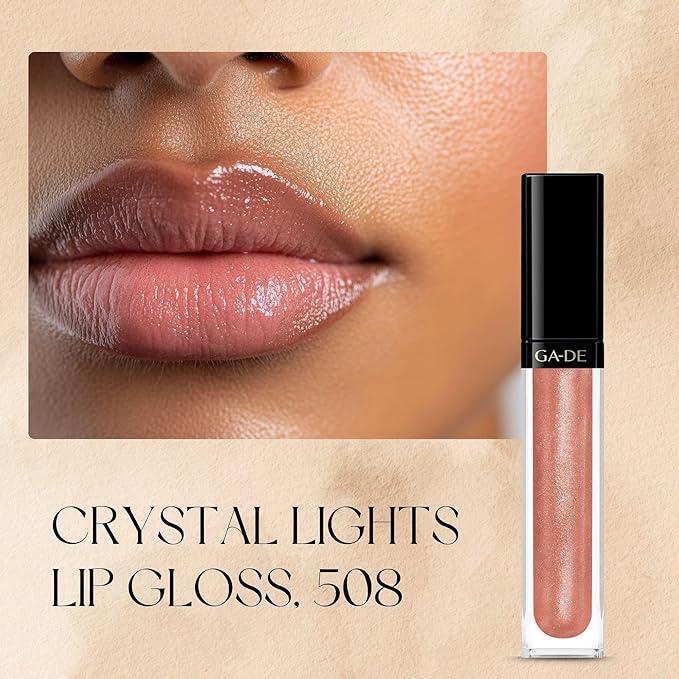 GA-DE Crystal Lights Lip Gloss, 508 - Enriched with Light-Reflecting Crystal Pearls - Smooth, Silky, Rich Color - Moisturizes and Adds Shine - 0.2 oz