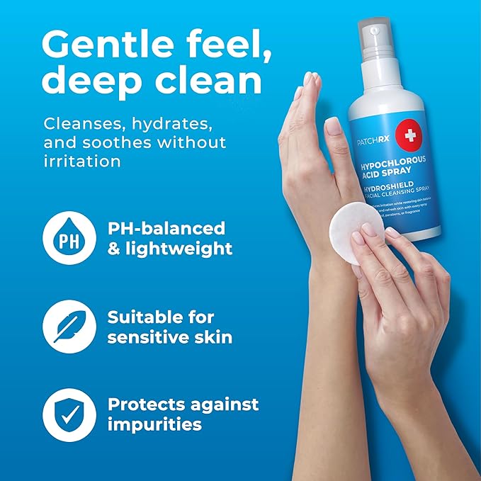 Hypochlorous Acid Spray for Face (8oz, Reduces Acne), Targets Bacteria - HOCL Facial Cleanser Acne Spray for Face, Body, Eczema, Pimples, Breakouts & Overall Skin Recovery (Reduces Redness)