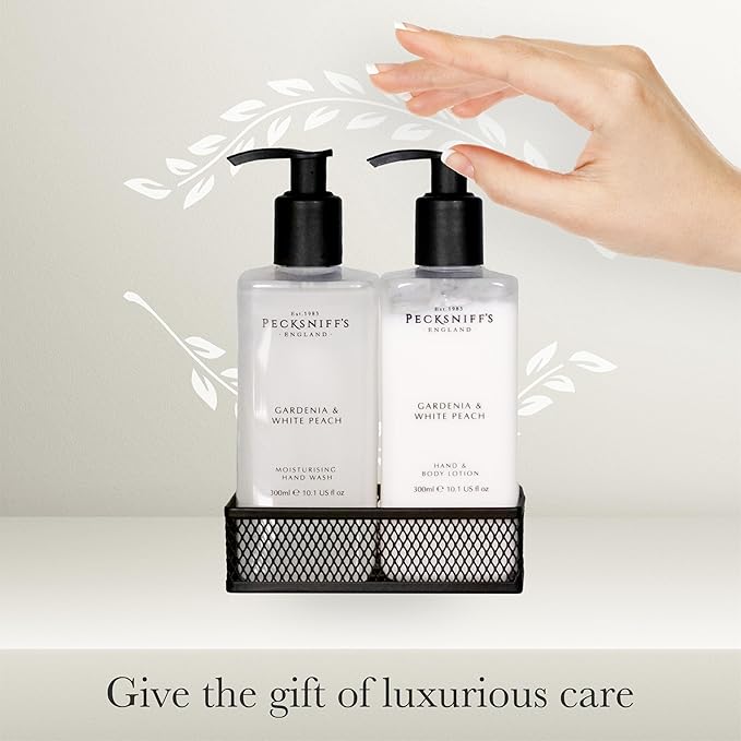 Pecksniff's Gardenia & White Peach Hand Wash and Body Lotion Set, 300ml 10.1 fl. oz. each