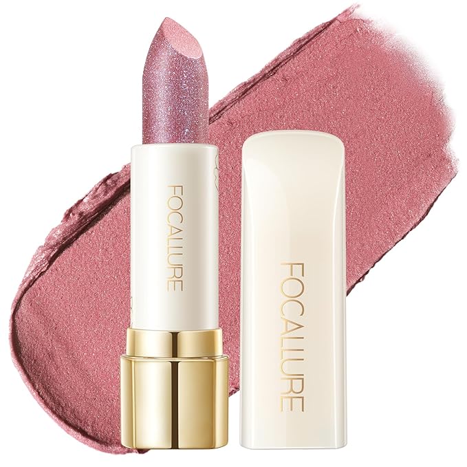 FOCALLURE Moisturizing Shiny Lipstick,Pearl Shimmery Finish,Hydrating Tinted Lip Balm with Creamy Texture,Long Lasting High Pigmented Lip Stain,Sweet Karma