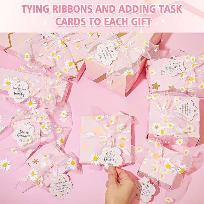 Set of 9 Individually Wrapped Teen Girl Gifts Trendy Stuff, Cute & Practical, Christmas/Birthday Gift for Granddaughter Daughter Niece Ages 8-16, with Empowering Tasks（Pink）