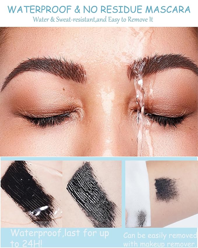 Mascara for Older Women 60 Plus,Waterproof Mascara for Seniors with Thinning Lashes, Volumizing Hypoallergenic Black Mascaras Volume and Length for Sensitive Eyes, Smudge-proof Long Lasting