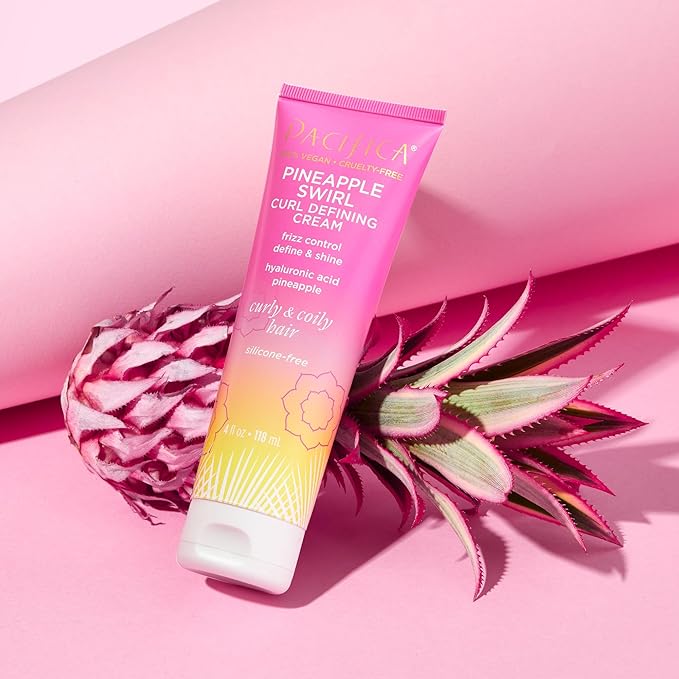 Pacifica Beauty Curl Cream for Curly Hair - Pineapple Swirl Curl Defining Cream - Hair Styling Product for Curly, Wavy, Coily & Curly Hair 1.4 FZ