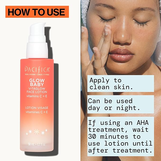 Pacifica Face Moisturizer - Vitamin C Face Lotion Glow Baby VitaGlow Face Moisturizer Glow Recipe, Vitamin E, Antioxidants, Dermatologist Tested 1.7 oz