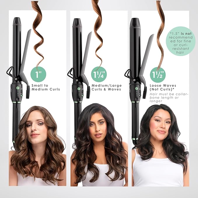 MINT Professional Extra Long Hair Curling Iron 1 inch | 2-Heater Ceramic Long Barrel Curling Iron | 1 Inch Curling Iron Hair Curler for Small to Medium Curls | International Dual Voltage
