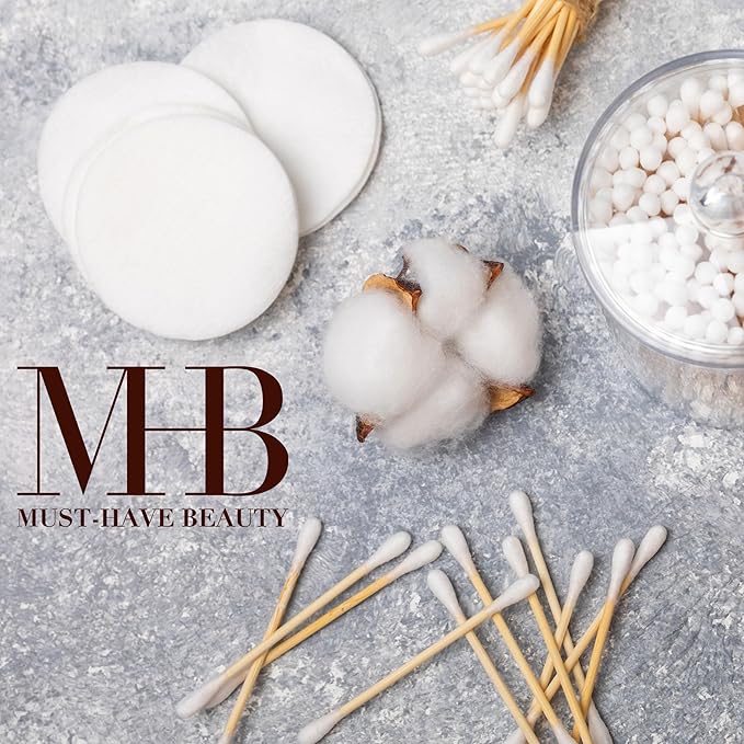 EXPRESSIONS 125pc Beauty Essentials Kit - Includes Cotton Pads - Rounds For Face & Cotton Swabs w/ Organizer - Beauty & Spa Skincare Accessories & Organizer Box