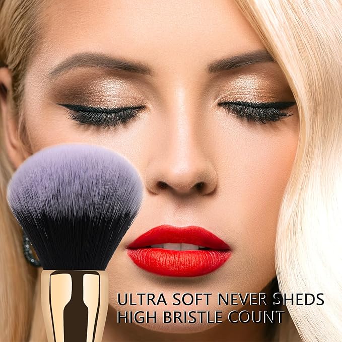 Powder Brush,Daubigny Large Powder Brush Flat Arched Premium Durable Kabuki Makeup Brush Perfect For Blending Liquid,Cream and Flawless Powder,Buffing, Blending,Concealer (Gold Black)