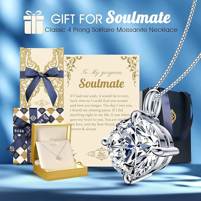 Beam & Bask Pendant Necklace for Wife or Girlfriend, Anniversary Birthday Wedding Moissanite Jewelry for Soulmate Her Women, S925 Sterling Silver