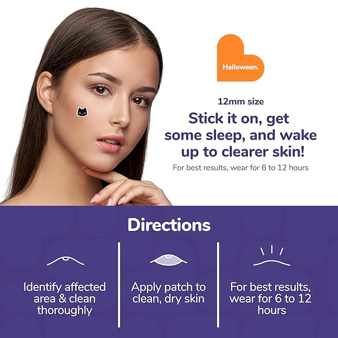 BioSwiss Halloween Pimple Patches, Hydrocolloid Acne Patch for Zits and Blemishes, Face and Skin Stickers, 72 Count