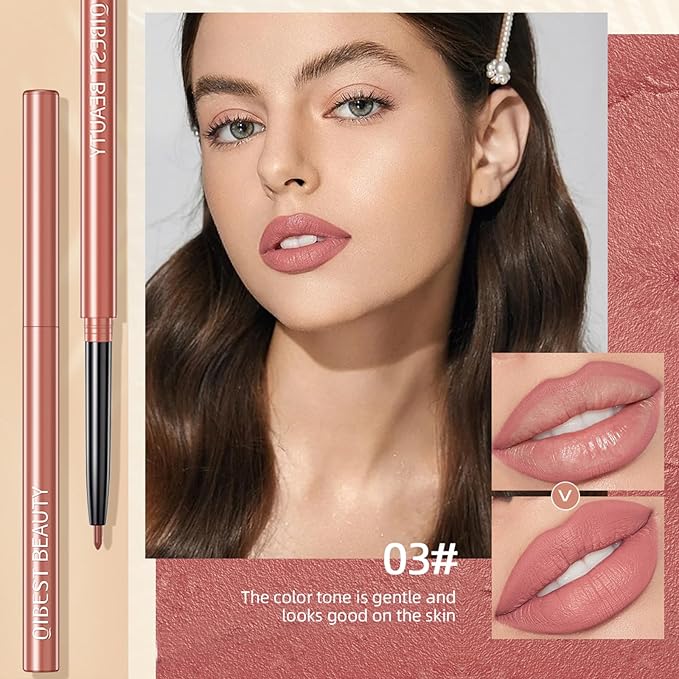 QiBest 12Pcs Crayon Lipsticks Gel Lip Liner Pencil Set, Creamy Long-Lasting Lip Colors Makeup Kit for Women and Girls, Retractable Lipliner Pencils Pack with Rich Color & Smooth Application