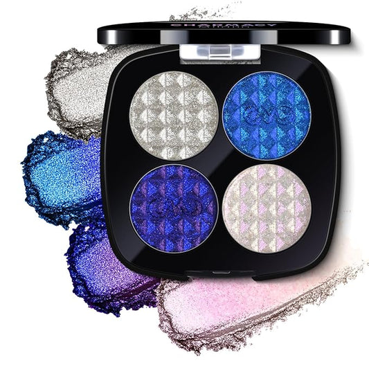 CHARMACY 4 Colors Chameleon Eyeshadow & Highlighter Palette - Shift-Infused Multichrome Pressed Pigments, Long-Lasting Velvet Finish, Vegan & Cruelty-Free Makeup Kit #02