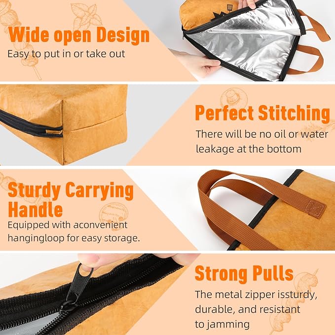 BBQ Blanket for Resting Meat, Reusable Smoker Grilling Meat Insulated Resting Bag with Wide Mouth for Large Brisket/Beef/Pork Shoulders/Turkeys (BBQ Blanket 15in)