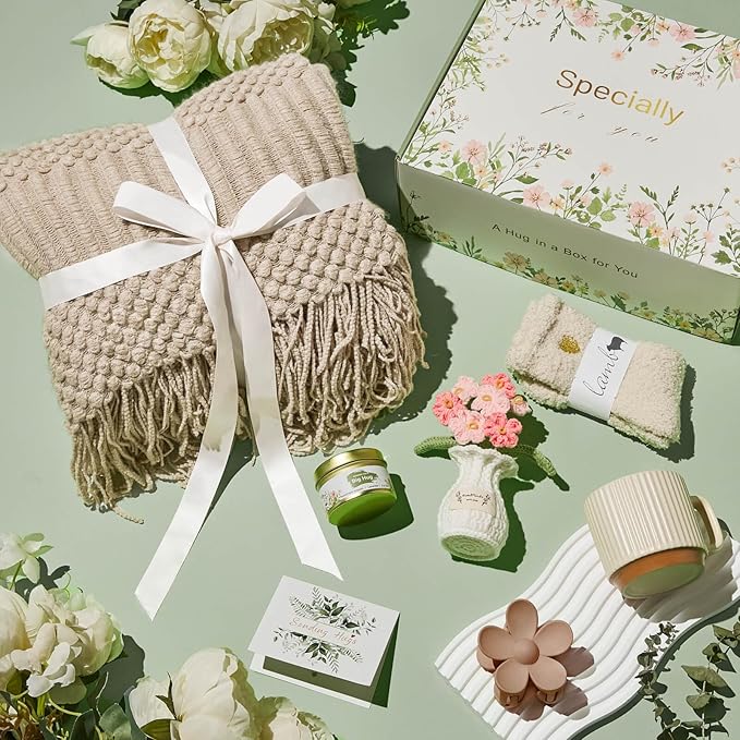 Self Care Gift Basket, Birthday Gifts for Women, Get Well Soon Care Package Sympathy Gift Set After Surgery Thinking of You Inspirational Basket for Her Mom Wife Sister Girl Friend Girlfriend Coworker