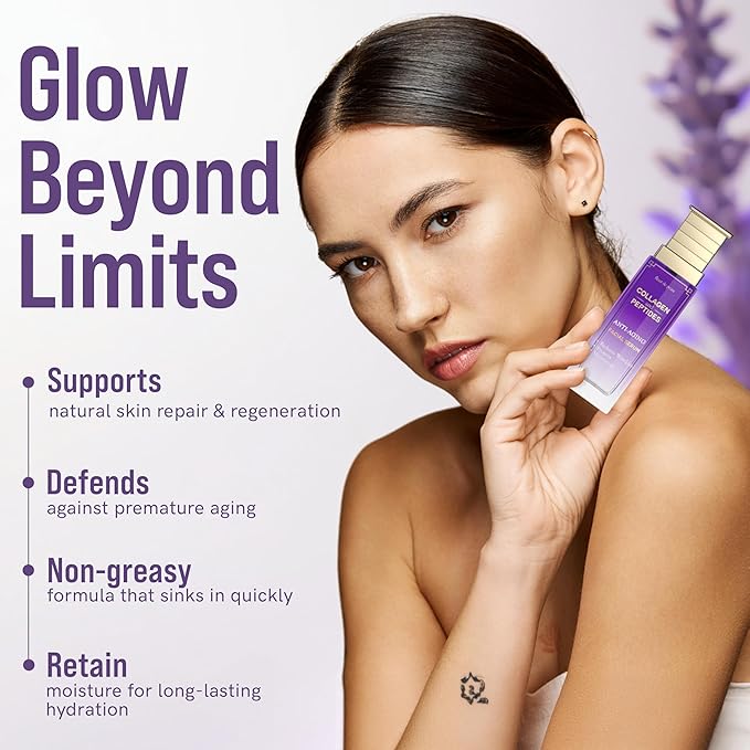 Fleur De Peau Collagen & Peptides Serum For Face - Dermatologist Tested, Anti-Aging, Ultra Hydrating, Plumping & Firming, for Fine Lines & Wrinkles - Clean Beauty, Vegan Korean Skin Care - 1.69 FL. Oz