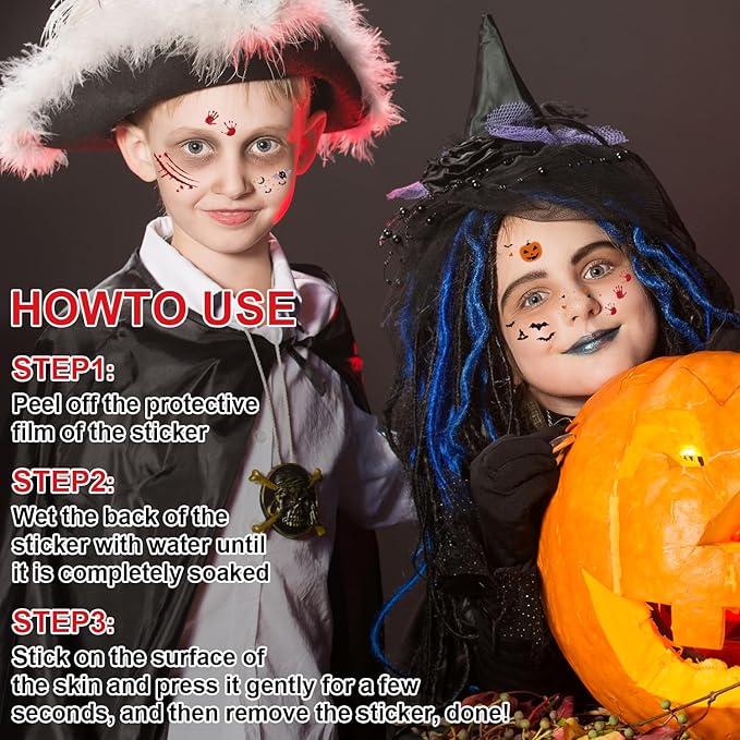 6Pcs Face Makeup Patches, Glitter Freckles Face Tattoo for Teenagers & Young Women, Sparkle Freckles Makeup Patches, Waterproof Face Glitter Freckles for Christmas (6PcsC Halloween)