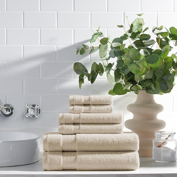 Arkwright Bathroom Hand Towels Set of 6 - (Bulk Case of 60) Super Soft 100% Cotton, 600 GSM Quick Dry & Absorbent, Luxury Bath Essentials for Hotels, Spa, Hosts, and Vacation Rentals, Alabaster Ivory