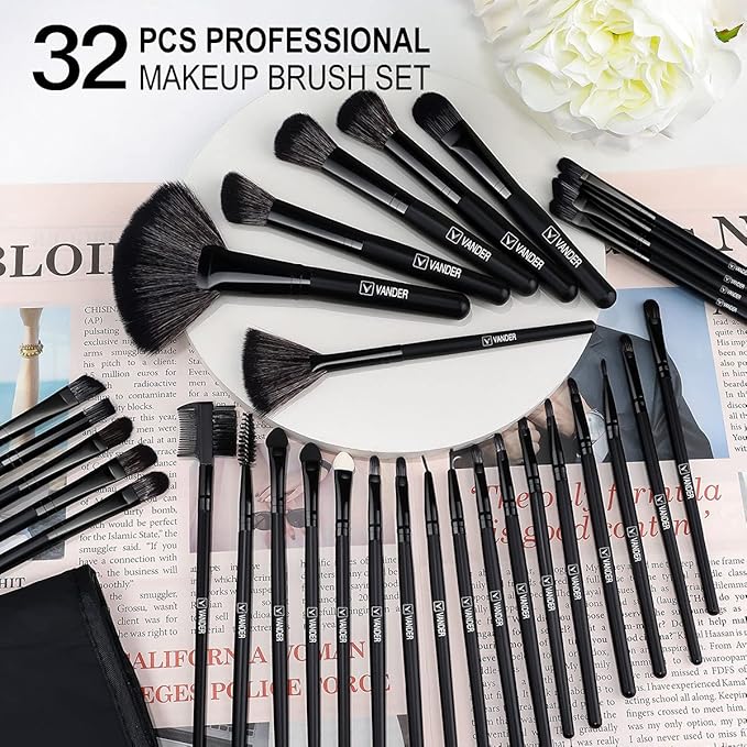 Make up Brushes, VANDER Professional 32pcs Makeup Brush Set, Makeup Brushes Set Foundation Blending Cosmetic Brush Set Kit,Black