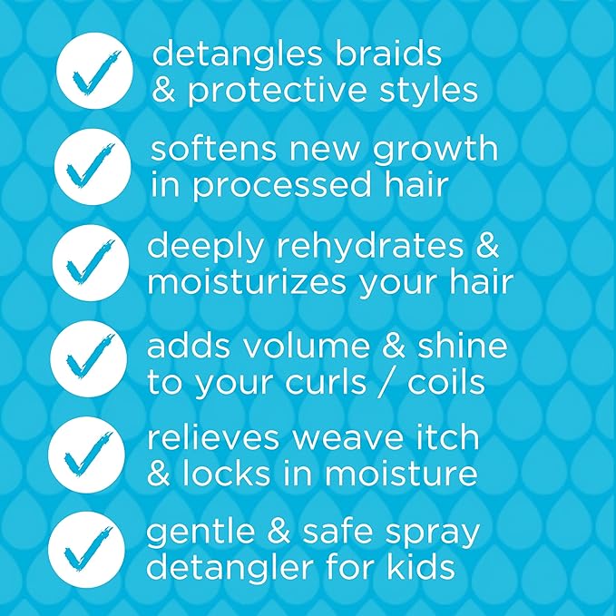Rehydrating Mist Detangler Spray – Leave-In Conditioner with Aloe Vera for Dry, Curly, Coily, Matted or Damaged Hair – Moisturizing, Vegan Formula for Women, Men & Kids – 8 fl oz