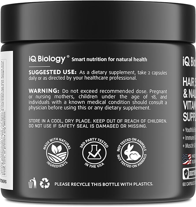 Biotin for Hair Growth Women & Men with Keratin, Collagen Complex 30000 mcg – Capsules for Hair Loss & Stronger Thickness – Skin & Nails Vitamins, Biotin 10000mcg and Collagen Supplements - 60 Pills