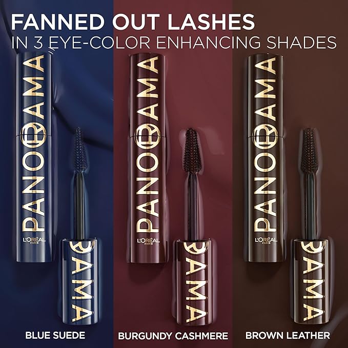 L'Oreal Paris Voluminous Panorama Chromatic Mascara, Volumizing and Lengthening Brown Mascara, Longwear, Smudge-Resistant and Washable, 705 Brown Leather