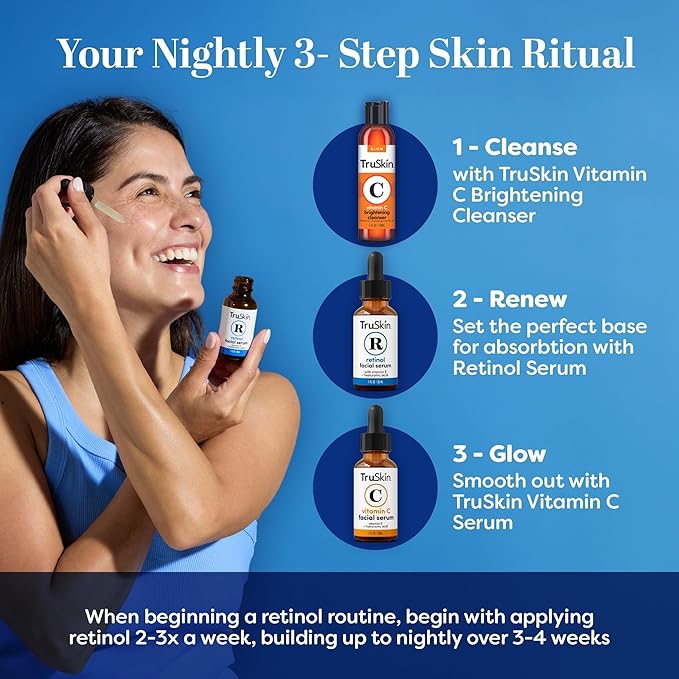 TruSkin Retinol Serum for Face – Gentle Anti-Aging Serum with Retinol, Hyaluronic Acid, Cica & Vitamin E for a More Youthful Feel – Skin Care Made to Improve Look of Fine Lines, Wrinkles, 2 fl oz