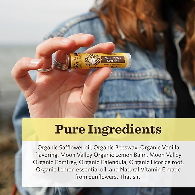 Moon Valley Organics Beeswax Lip Balm for Moisturizing Lips and Cuticles (VELVETY VANILLA, 4-Pack)