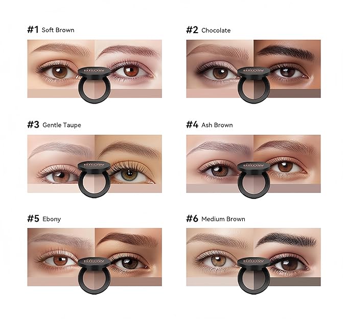 MAEPEOR Brow Powder Duo 6 Colors Natural Smooth Eyebrow Powder Professional Brow Contour Palette for Filler Defined & Sculpt (01 Soft Brown)