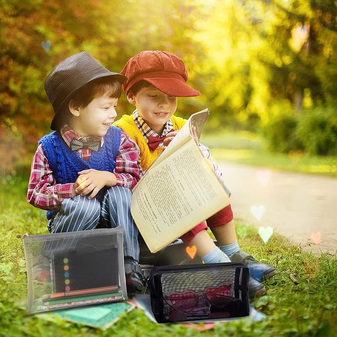 6 Pieces Mesh Makeup Bags Mesh Cosmetic Bag Portable Travel Organizing Zipper Pouch Toiletries Makeup Pouches for Home Office Travel Accessories