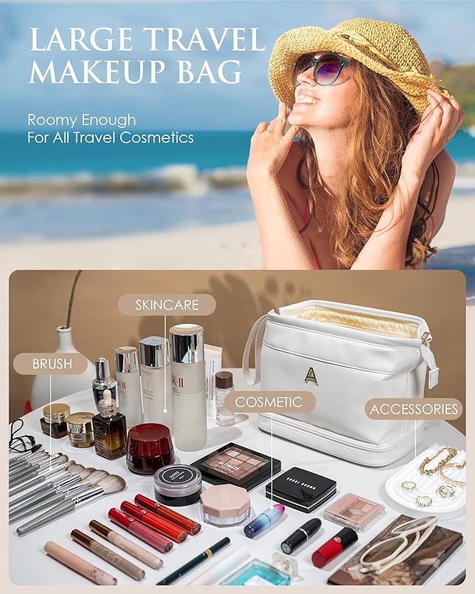 Birthday Gifts for Girls, Women Makeup Bags, Things For Teen Girls Cosmetic Bag with Makeup Brush Organizer,Toiletry Bag, Gifts for Girlfriend Friends Female Mom Sister Cute Toiletry Bag