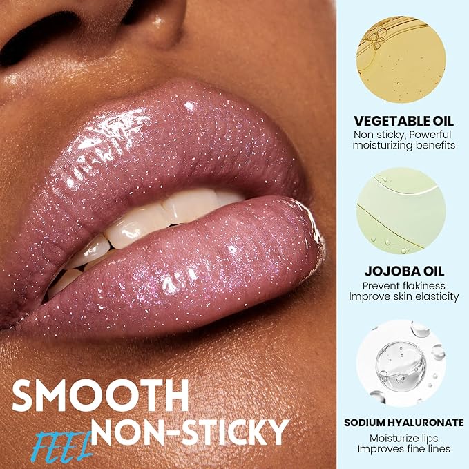 Pudaier Glossy Lip Stain, Excellent Recovery, Moisturizing Lip Care Clear Lip Oil, Hydrating Plumping Lip Gloss Balm, Non-Sticky Long Lasting Light Texture LipGloss Oil for Dry Lip (11 Dark Verse)