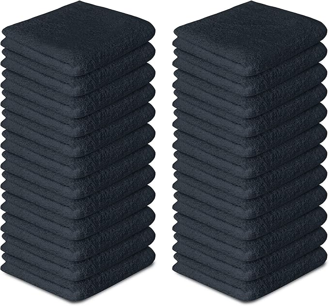 Softolle 100% Cotton Washcloths 24 Pack (12x12 Inches) Soft, Highly Absorbent Washcloth, Face Towels, Wash Cloths for Face, Ring Spun, Bulk Pack (Grey)