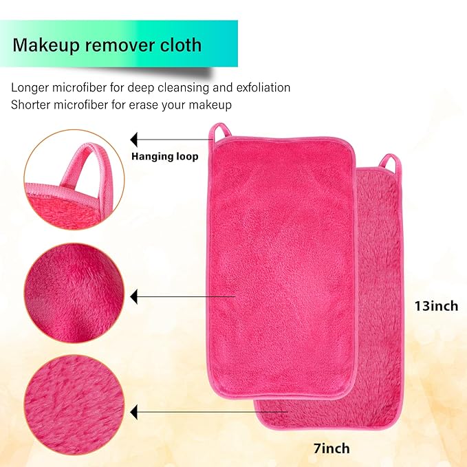 Nugilla Makeup Remover Cloths, 8 Packs Makeup Remover Towels Reusable Face Wash Cloth, Soft Microfiber Face Cloth for Women