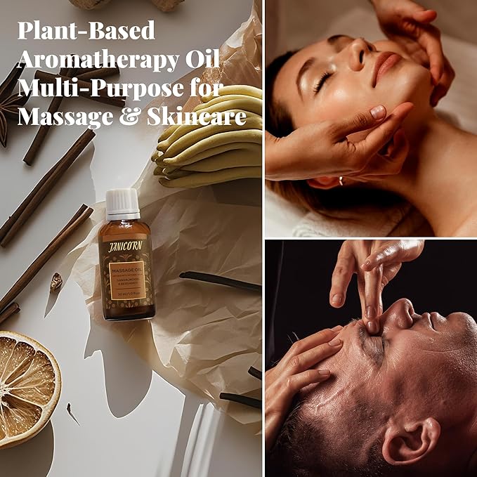 Sandalwood & Bergamot Aromatherapy Oil for Face & Body Massage – Plant-Based Blend for Hydrating & Nourishing Care, Woody-Citrus Aroma for Refreshing and Balancing Self-Care, 1 fl oz / 30 ml