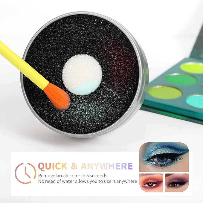 Docolor Makeup Brush Cleaner - Quick Dry Sponge for Removing Shadow Color - Compact Size for Travel
