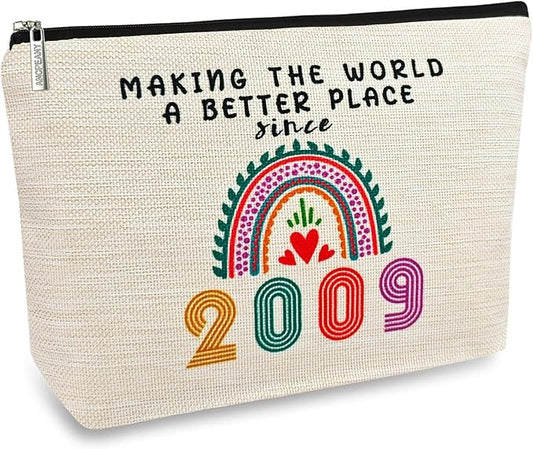 ancpeany Sweet 16 Birthday Decorations for Girls, Her, Teenage Girls, Sister, Daughter, Granddaughter, 2009 Funny 16 Year Old Girl Gift Ideas Makeup Bags, Cosmetic Travel Bag for 16th Birthday Gifts