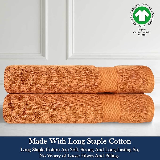 Delara Organic Cotton Luxuriously Plush Hand Towel Pack of 2 | GOTS & OEKO-TEX Certified | Premium Hotel Quality Towels | Feather Touch Technology|650 GSM Long Staple|Soft, Quick Dry & Ultra-Absorbent